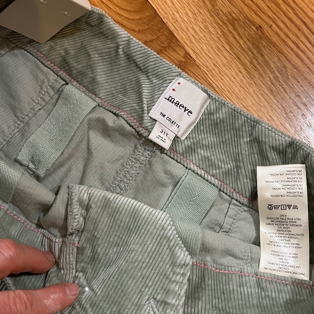 Anthropologie Colette Scallop Pocket Corduroy Crop Wide-Leg Size 31 Tall NWT - Picture 8 of 11